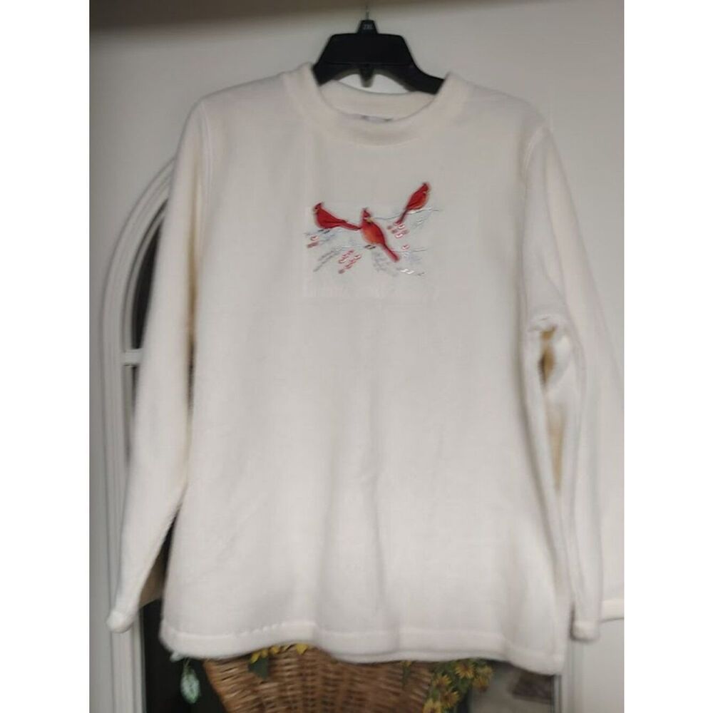 New Bonnie Evans Cream Colored Cardinals Fleece Top Size Women's XL